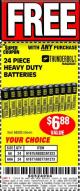 Harbor Freight FREE Coupon 24 PACK HEAVY DUTY BATTERIES Lot No. 61675/68382/61323/61677/68377/61273 Expired: 5/22/17 - FWP