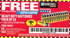 Harbor Freight FREE Coupon 24 PACK HEAVY DUTY BATTERIES Lot No. 61675/68382/61323/61677/68377/61273 Expired: 5/31/19 - FWP