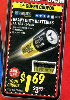 Harbor Freight Coupon 24 PACK HEAVY DUTY BATTERIES Lot No. 61675/68382/61323/61677/68377/61273 Expired: 7/31/20 - $1.99
