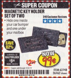 Harbor Freight Coupon MAGNETIC KEY HOLDER SET OF TWO Lot No. 62748/36462 Expired: 10/31/19 - $0.99