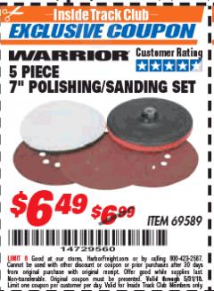 Harbor Freight ITC Coupon 5 PIECE 7" POLISHING/SANDING SET Lot No. 69589 Expired: 5/31/18 - $6.49