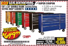 Harbor Freight Coupon 56" X 22" DOUBLE BANK EXTRA DEEP CABINETS Lot No. 64458/64457/64164/64165/64866/64864/56110/56111/56112 Expired: 12/14/19 - $649.99
