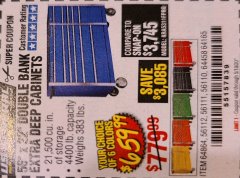 Harbor Freight Coupon 56" X 22" DOUBLE BANK EXTRA DEEP CABINETS Lot No. 64458/64457/64164/64165/64866/64864/56110/56111/56112 Expired: 6/30/20 - $659.99
