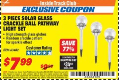 Harbor Freight ITC Coupon 3 PIECE SOLAR GLASS CRACKLE BALL PATHWAY LIGHT SET Lot No. 63482 Expired: 6/30/18 - $7.99