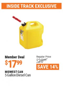 Harbor Freight ITC Coupon 5 GALLON DIESEL CAN Lot No. 63481 Expired: 4/29/21 - $17.99
