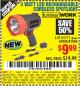 Harbor Freight Coupon 3 WATT LED RECHARGEABLE CORDLESS SPOTLIGHT Lot No. 61777/69286/61960 Expired: 10/16/15 - $9.99