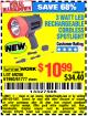 Harbor Freight Coupon 3 WATT LED RECHARGEABLE CORDLESS SPOTLIGHT Lot No. 61777/69286/61960 Expired: 3/19/16 - $10.99