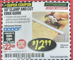 Harbor Freight Coupon 50" CLAMP & CUT EDGE GUIDE Lot No. 66581 Expired: 8/31/19 - $12.99