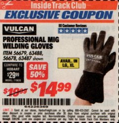 Harbor Freight ITC Coupon PROFESSIONAL MIG WELDING GLOVES Lot No. 63488 Expired: 7/31/19 - $14.99