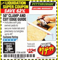 Harbor Freight Coupon 50" CLAMP AND CUT EDGE GUIDE Lot No. 66581 Expired: 6/30/18 - $14.99