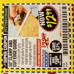 Harbor Freight Coupon 50" CLAMP AND CUT EDGE GUIDE Lot No. 66581 Expired: 11/30/18 - $12.99