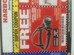 Harbor Freight FREE Coupon HEADLAMP WITH SWIVEL LENS Lot No. 45807/61319/63598/62614 Expired: 3/26/19 - FWP