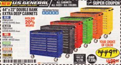 Harbor Freight Tools Coupon Database Free Coupons 25 Percent Off Coupons Toolbox Coupons 44 X 22 Double Bank Extra Deep Roller Cabinets Official app of the website, www.hfqpdb.com which allows you to quickly search for coupons for items from harbor freight tools. 44 x 22 double bank extra deep roller