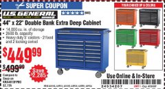 Harbor Freight Coupon 44" X 22" DOUBLE BANK EXTRA DEEP ROLLER CABINETS Lot No. 64444/64445/64446/64441/64442/64443/64281/64134/64133/64954/64955/64956 Expired: 8/30/20 - $449.99