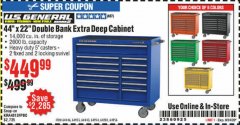 Harbor Freight Coupon 44" X 22" DOUBLE BANK EXTRA DEEP ROLLER CABINETS Lot No. 64444/64445/64446/64441/64442/64443/64281/64134/64133/64954/64955/64956 Expired: 9/24/20 - $449.99
