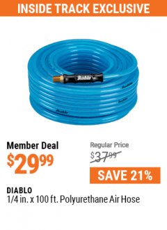 Harbor Freight ITC Coupon DIABLO 1/4" X 100 FT. POLYURETHANE AIR HOSE Lot No. 64029 Expired: 7/29/21 - $29.99
