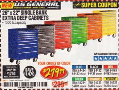 Harbor Freight Coupon 26" X 22" SINGLE BANK EXTRA DEEP CABINETS Lot No. 64434/64433/64432/64431/64163/64162/56234/56233/56235/56104/56105/56106 Expired: 7/31/19 - $279.99