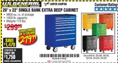 Harbor Freight Coupon 26" X 22" SINGLE BANK EXTRA DEEP CABINETS Lot No. 64434/64433/64432/64431/64163/64162/56234/56233/56235/56104/56105/56106 Expired: 6/21/20 - $279.99