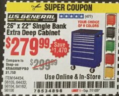Harbor Freight Coupon 26" X 22" SINGLE BANK EXTRA DEEP CABINETS Lot No. 64434/64433/64432/64431/64163/64162/56234/56233/56235/56104/56105/56106 Expired: 7/11/20 - $279.99