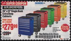 Harbor Freight Coupon 26" X 22" SINGLE BANK EXTRA DEEP CABINETS Lot No. 64434/64433/64432/64431/64163/64162/56234/56233/56235/56104/56105/56106 Expired: 7/5/20 - $279.99