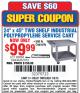 Harbor Freight Coupon 24" x 45" TWO SHELF INDUSTRIAL POLYPROPYLENE SERVICE CART Lot No. 92862/69444 Expired: 7/6/15 - $99.99