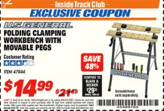 Harbor Freight ITC Coupon FOLDING CLAMPING TABLE Lot No. 47844 Expired: 8/31/18 - $14.99