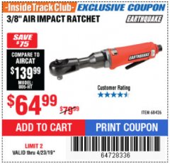 Harbor Freight ITC Coupon 3/8" AIR IMPACT RATCHET Lot No. 68426 Expired: 4/23/19 - $64.99
