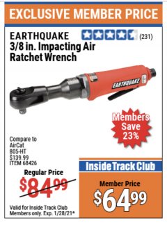Harbor Freight ITC Coupon 3/8" AIR IMPACT RATCHET Lot No. 68426 Expired: 1/28/21 - $64.99