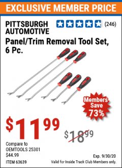 Harbor Freight ITC Coupon PANEL/TRIM REMOVAL TOOL SET 6 PC. Lot No. 63639/66188/63032 Expired: 9/30/20 - $11.99