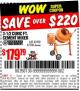 Harbor Freight Coupon 3-1/2 CUBIC FT. CEMENT MIXER Lot No. 67536/61932 Expired: 5/3/15 - $179.79