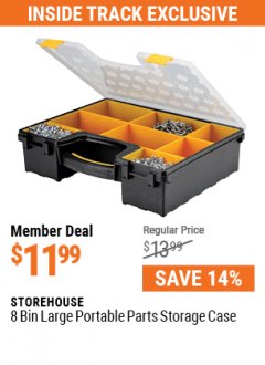 Harbor Freight Coupon STOREHOUSE 8-BIN LARGE PORTABLE PARTS STORAGE CASE Lot No. 93927 Expired: 7/1/21 - $11.99