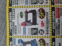 Harbor Freight Coupon BANKS 18 GAUGE BRAD AIR NAILER Lot No. 64140 Expired: 10/31/18 - $24.99