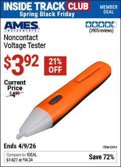 Harbor Freight ITC Coupon AMES INSTRUMENTS NONCONTACT VOLTAGE TESTER Lot No. 63919 Expired: 4/9/26 - $3.92