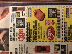 Harbor Freight Coupon ELECTRICAL RECEPTACLE TESTER WITH GFCI DIAGNOSIS Lot No. 63919 Expired: 8/31/19 - $3.99