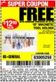 Harbor Freight FREE Coupon 18" MAGNETIC TOOL HOLDER Lot No. 65489/60433/61199/62178 Expired: 5/22/16 - FWP