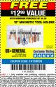 Harbor Freight FREE Coupon 18" MAGNETIC TOOL HOLDER Lot No. 65489/60433/61199/62178 Expired: 7/10/16 - FWP