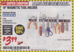 Harbor Freight Coupon 18" MAGNETIC TOOL HOLDER Lot No. 65489/60433/61199/62178 Expired: 1/31/18 - $3.99
