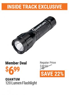 Harbor Freight ITC Coupon QUANTUM 120 LUMENS FLASHLIGHT Lot No. 63937 Expired: 4/29/21 - $6.99