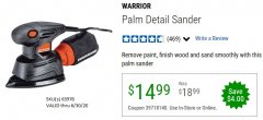 Harbor Freight Coupon WARRIOR PALM DETAIL SANDER Lot No. 63976 Expired: 6/30/20 - $14.99
