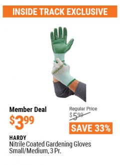 Harbor Freight ITC Coupon NITRILE COASTED GARDENING GLOVES Lot No. 64246/64247 Expired: 4/29/21 - $3.99