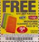 Harbor Freight FREE Coupon MICROFIBER CLEANING CLOTHS PACK OF 4 Lot No. 57162/63358/63925/63363 Expired: 10/11/17 - FWP