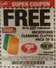 Harbor Freight FREE Coupon GRANT'S MICROFIBER CLEANING CLOTHS 12 IN. X 12 IN., 4-PACK Lot No. 63363/63358/63925 Expired: 1/10/18 - FWP