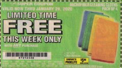 Harbor Freight FREE Coupon MICROFIBER CLEANING CLOTHS PACK OF 4 Lot No. 57162/63358/63925/63363 Expired: 1/28/20 - FWP