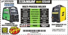 Harbor Freight Coupon TITANIUM UNLIMITED 200 PROFESSIONAL MULTIPROCESS WELDER Lot No. 57862/64806 Expired: 10/7/19 - $649.99