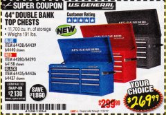 Harbor Freight Coupon 44" DOUBLE BANK TOP CHESTS Lot No. 64438/64439/64440/64280/64293/64158/64435/64436/64437/64957/64958/64959 Expired: 11/30/18 - $269.99