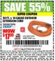 Harbor Freight Coupon 50 FT. x 14 GAUGE OUTDOOR EXTENSION CORD Lot No. 62923 Expired: 4/12/15 - $17.99