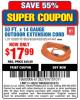 Harbor Freight Coupon VANGUARD 50 FT. X 14/3 GAUGE INDOOR/OUTDOOR EXTENSION CORD, ORANGE Lot No. 62923/62924 Expired: 8/24/15 - $17.99