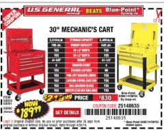 Harbor Freight Coupon 30", 5 DRAWER MECHANIC'S CARTS (ALL COLORS) Lot No. 64031/64030/64032/64033/64061/64060/64059/64721/64722/64720/56429 Expired: 4/30/19 - $189.99
