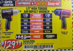 Harbor Freight Coupon 1/2" HIGH TORQUE AIR IMPACT WRENCH EARTHQUAKE EQ12XT Lot No. 62891 Expired: 12/31/18 - $129.99