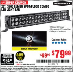 Harbor Freight Coupon ROADSHOCK 22 IN. SPOT/FLOOD COMBO LED LIGHT BAR Lot No. 64320 Expired: 6/30/20 - $79.99